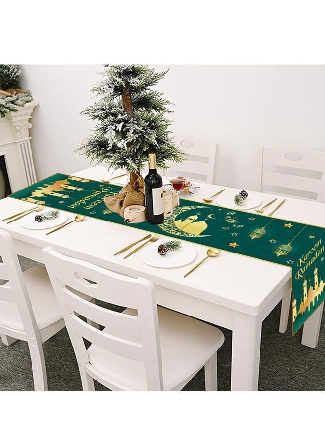 Gerenic Table_runner, Eid Mubarak Ramadan Kareem Design, Star Moon Lantern Pattern, Festive Table Decorations, For Home Dining Supply - Image 1